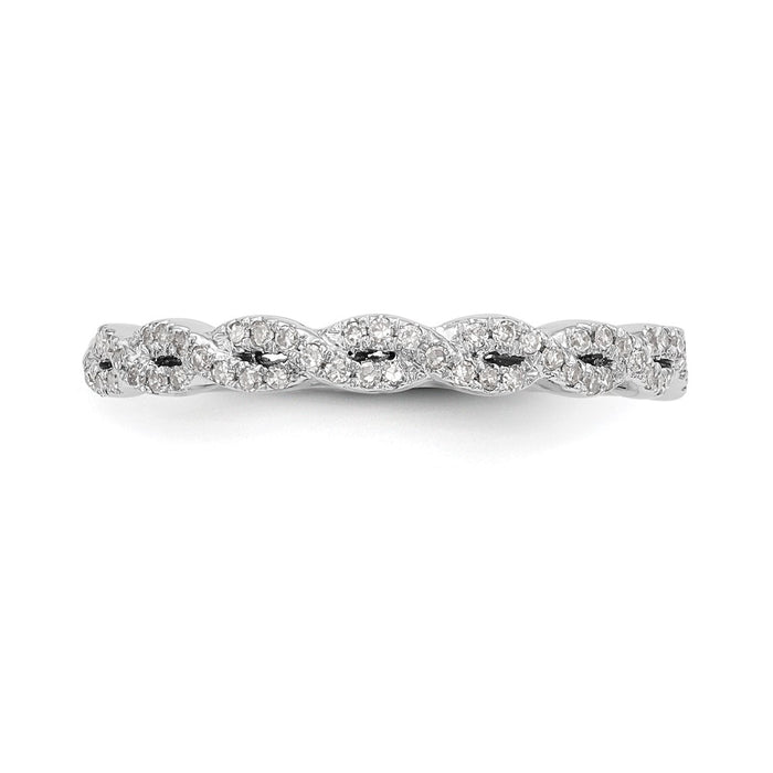 Exclusive 14K White Gold Twisted Diamond Band, 1/6 Carat - Stylish Value!-4