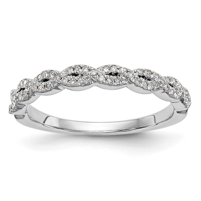 Exclusive 14K White Gold Twisted Diamond Band, 1/6 Carat - Stylish Value!-1