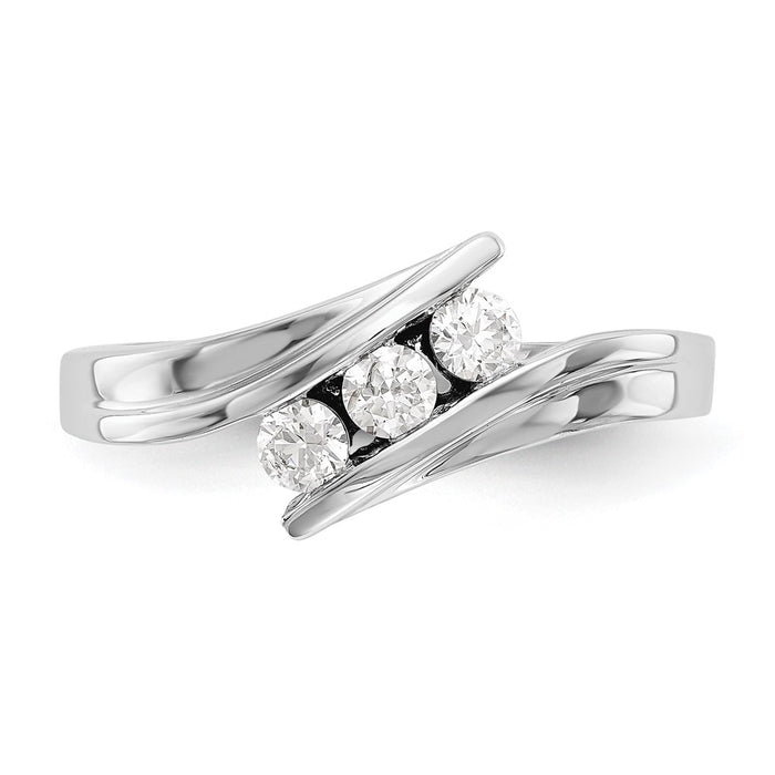 Exclusive 14K White Gold 3-Stone Bypass Diamond Ring for 3-3.0mm Stones-4