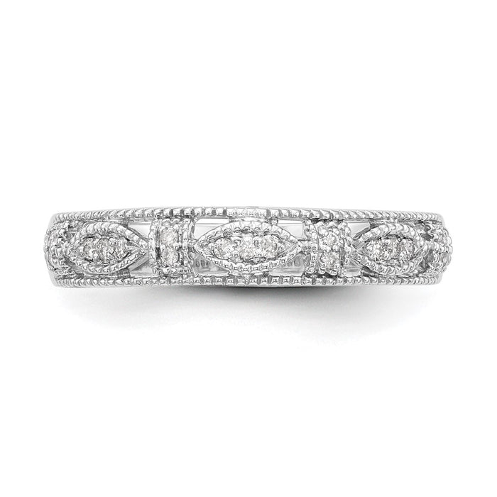 Buy Stylish 14K White Gold Diamond Wedding Band, 1/10 Carat Total Weight-4