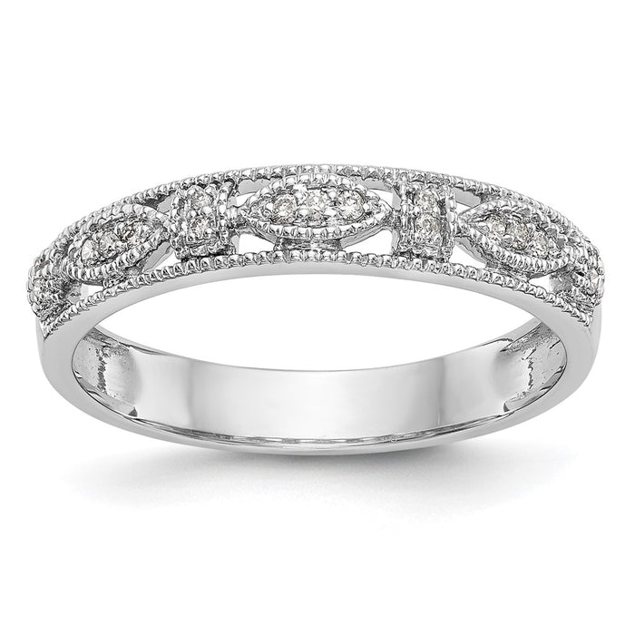 Buy Stylish 14K White Gold Diamond Wedding Band, 1/10 Carat Total Weight-1
