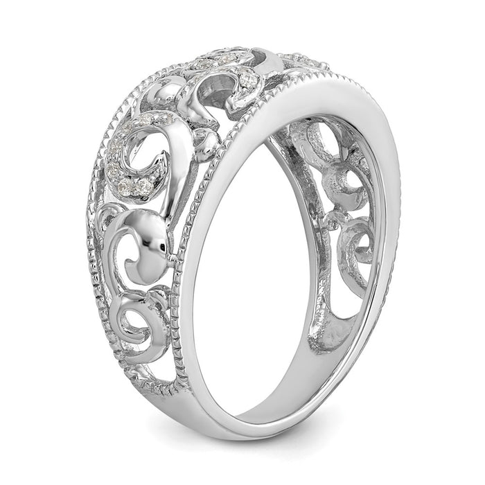 Buy Stylish 14K White Gold Twisted Diamond Band - 1/6 Carat Total Weight-6