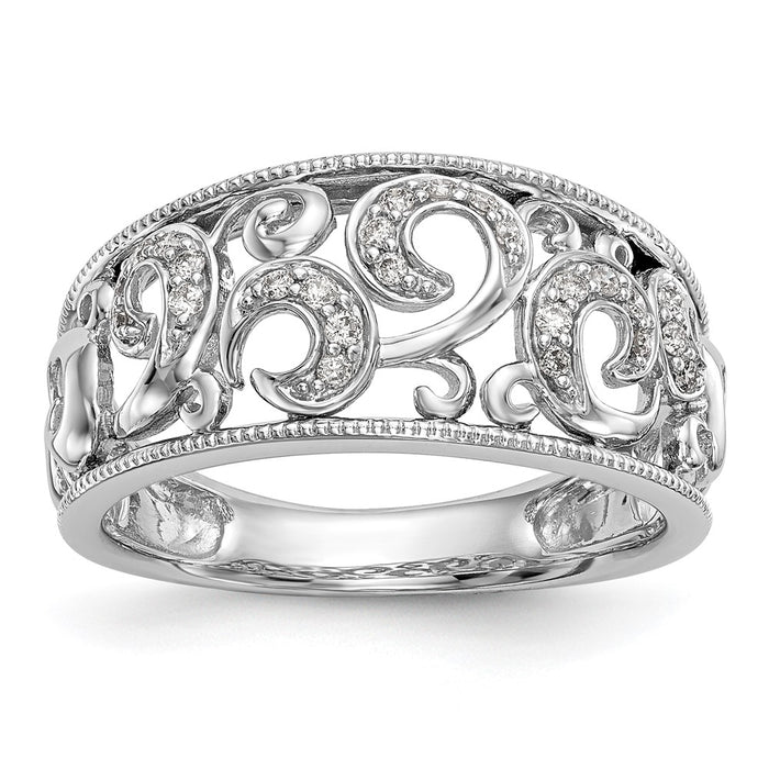 Buy Stylish 14K White Gold Twisted Diamond Band - 1/6 Carat Total Weight-1