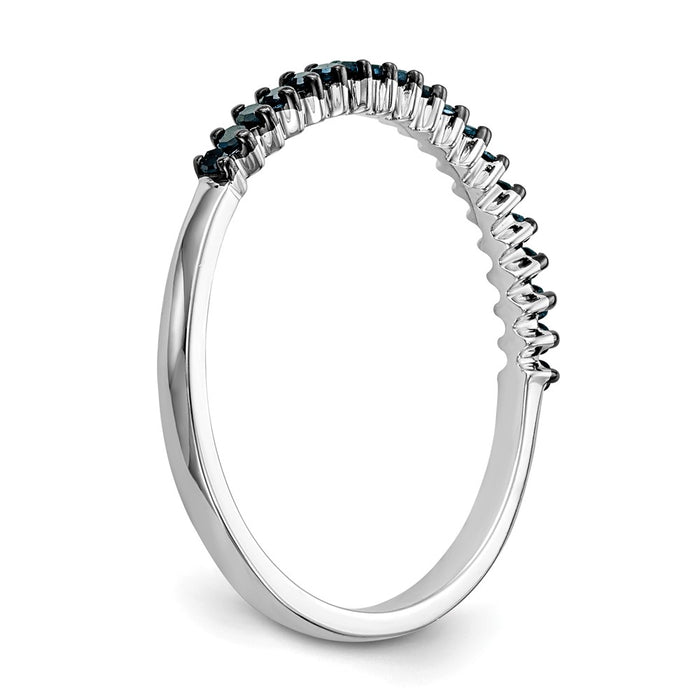 Exclusive 14K White Gold Band with 1/6 Carat Blue Diamonds - Stylish Value!-6