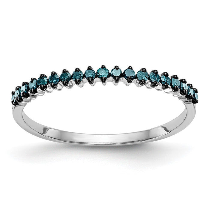 Exclusive 14K White Gold Band with 1/6 Carat Blue Diamonds - Stylish Value!-1