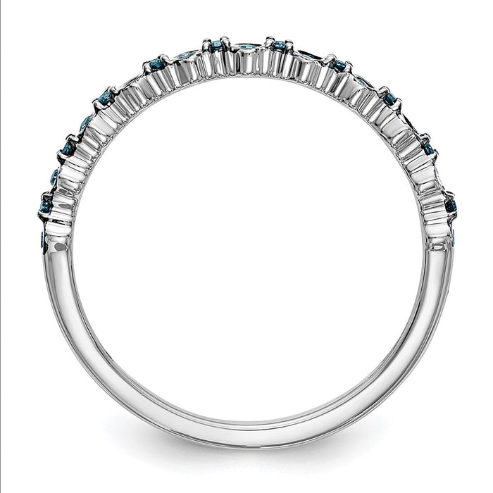 High-Quality 14K White Gold Blue Diamond Band - 1/10 Carat, Stylish Value!-2