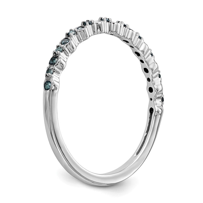 High-Quality 14K White Gold Blue Diamond Band - 1/10 Carat, Stylish Value!-6