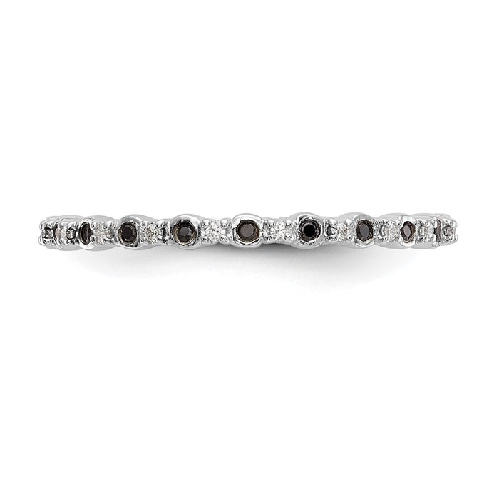 Buy Stylish 14K White Gold Eternity Band with 1/10 Carat Black & White Diamonds-4