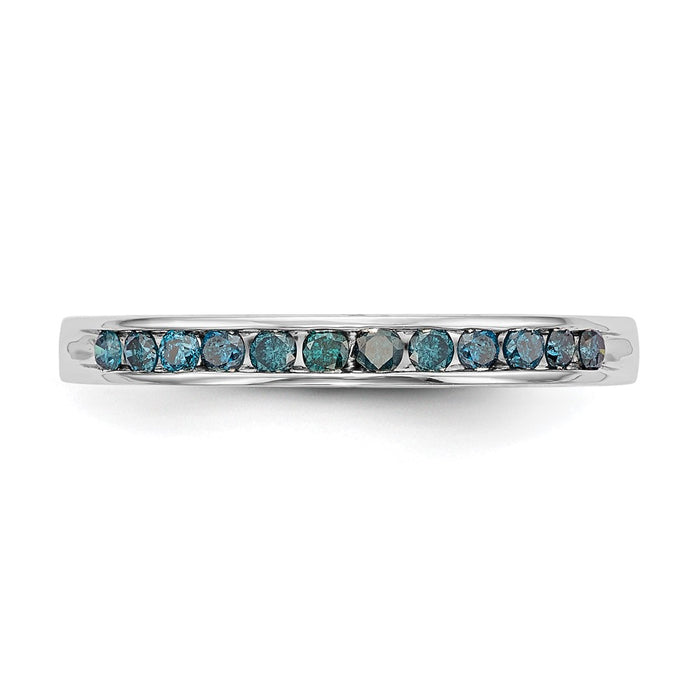 Buy Exclusive 14K White Gold Band with 1/4 Carat Blue Diamonds - Stylish Value!-4