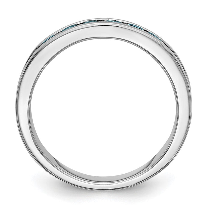 High-Quality 14K White Gold 3/4 Carat Blue Diamond Band - Stylish Luxury!-2