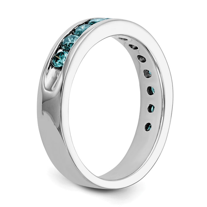 High-Quality 14K White Gold 3/4 Carat Blue Diamond Band - Stylish Luxury!-7