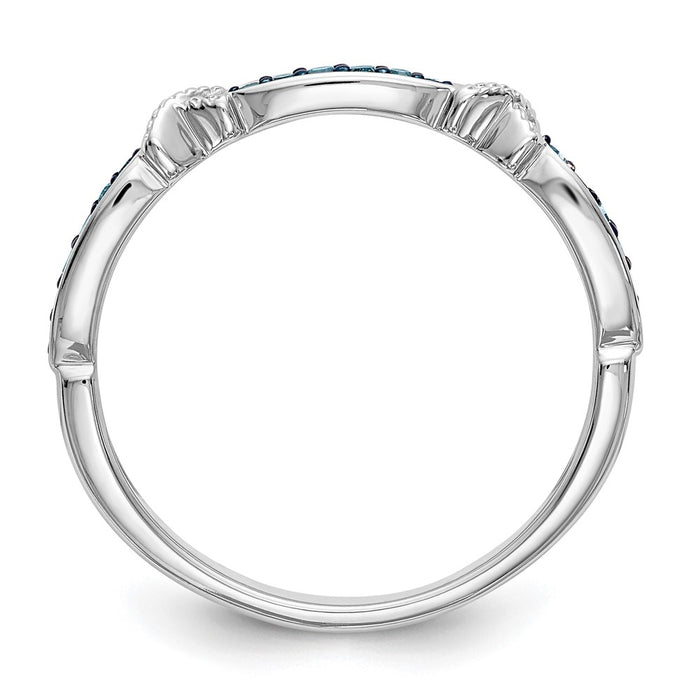 Buy Stylish 14K White Gold X-Design Band with 1/10 Carat Blue Diamonds-2