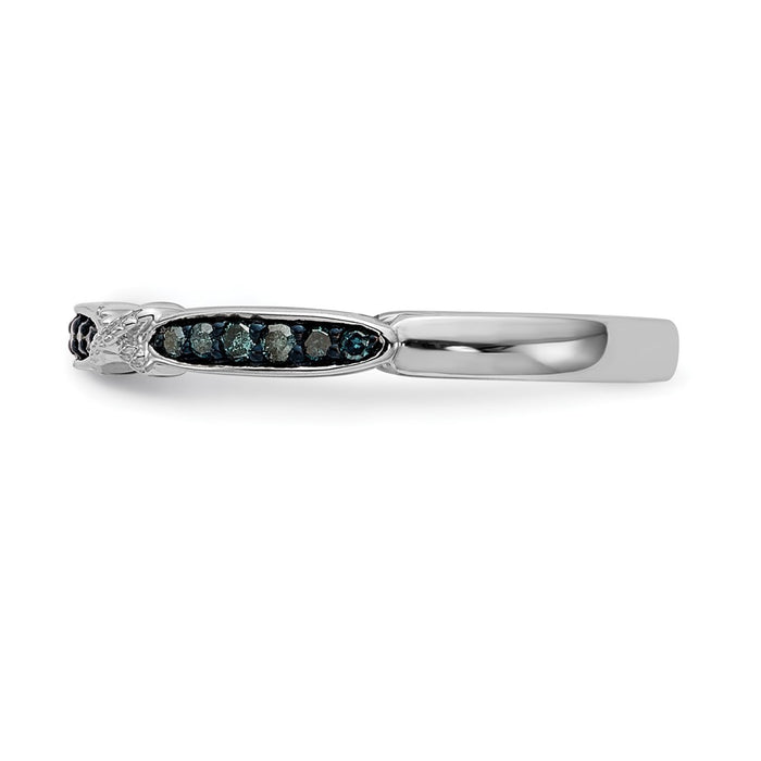 Buy Stylish 14K White Gold X-Design Band with 1/10 Carat Blue Diamonds-3