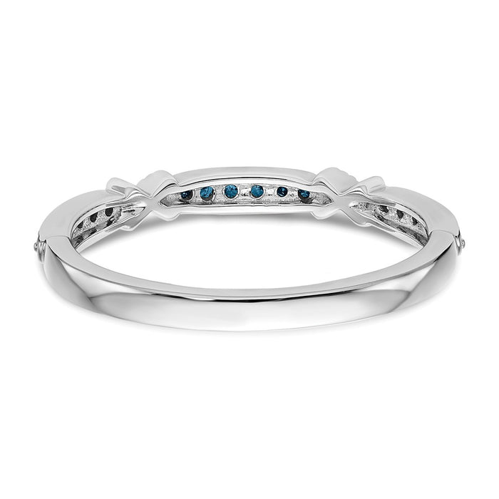 Buy Stylish 14K White Gold X-Design Band with 1/10 Carat Blue Diamonds-7