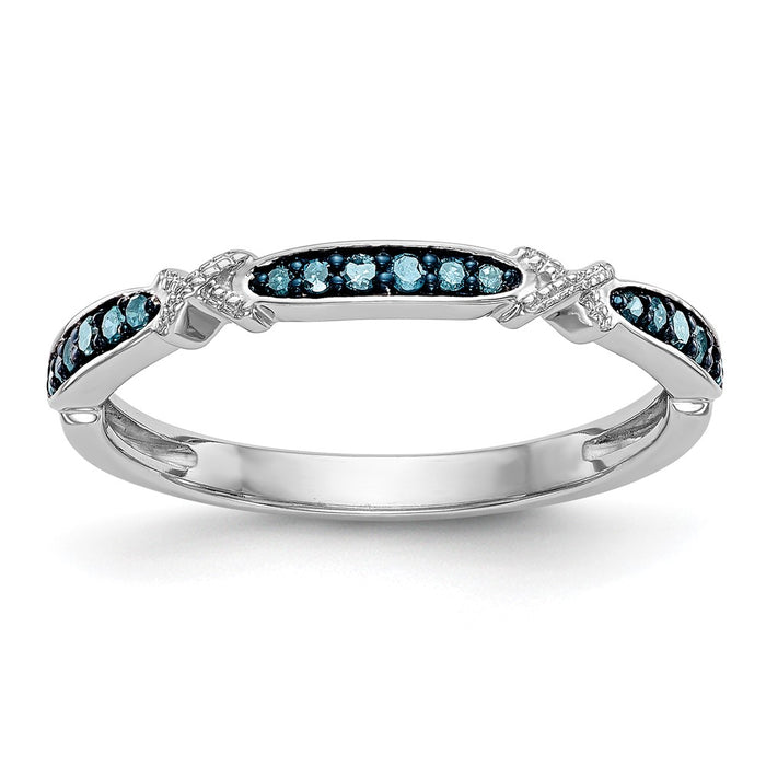 Buy Stylish 14K White Gold X-Design Band with 1/10 Carat Blue Diamonds-1