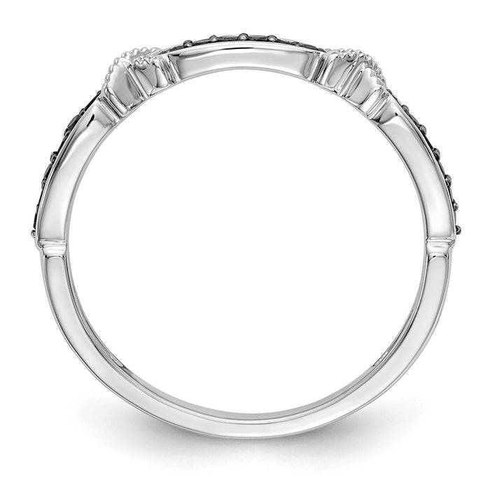 High-quality 14K White Gold X-Design Band with 1/10 Carat Black Diamonds - Stylish Value-2