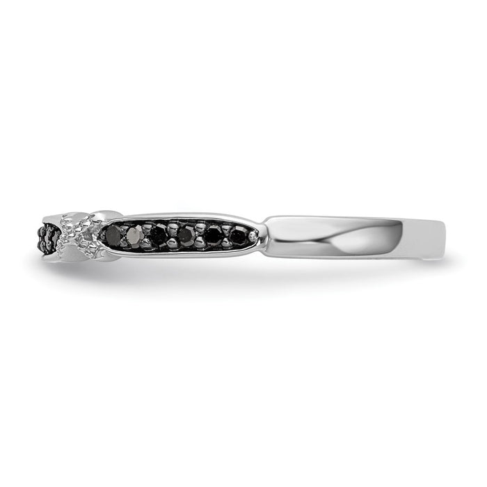 High-quality 14K White Gold X-Design Band with 1/10 Carat Black Diamonds - Stylish Value-3