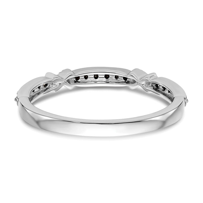 High-quality 14K White Gold X-Design Band with 1/10 Carat Black Diamonds - Stylish Value-5