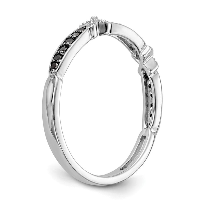 High-quality 14K White Gold X-Design Band with 1/10 Carat Black Diamonds - Stylish Value-6
