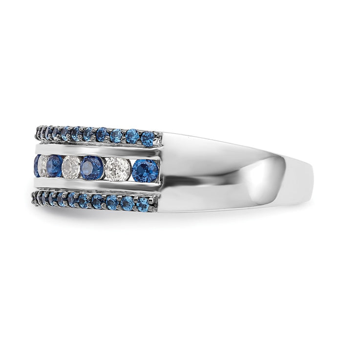 Buy Exclusive 14K White Gold Channel Set Band with 3/4 Carat Blue & White Diamonds - Stylish Luxury!-3
