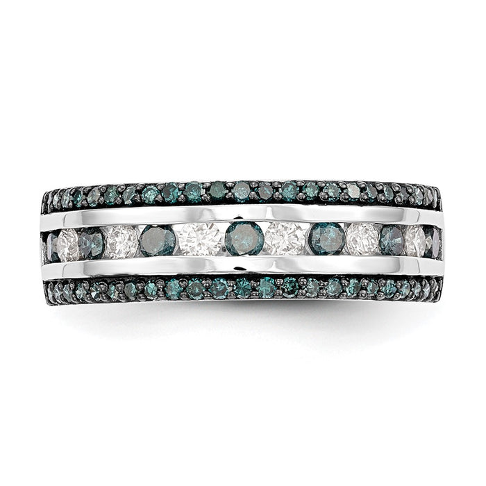 Buy Exclusive 14K White Gold Channel Set Band with 3/4 Carat Blue & White Diamonds - Stylish Luxury!-4