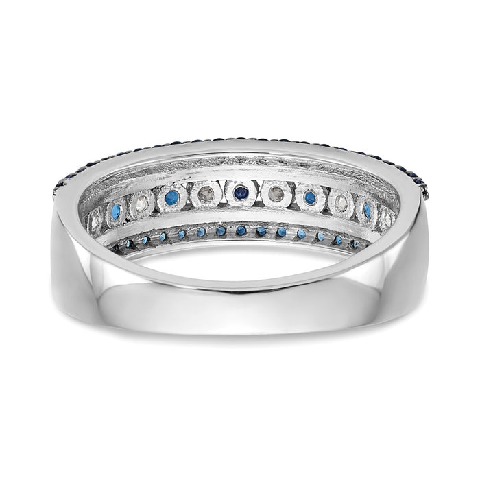Buy Exclusive 14K White Gold Channel Set Band with 3/4 Carat Blue & White Diamonds - Stylish Luxury!-6