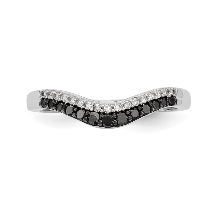 Buy Stylish 14K White Gold Band with 1/5 Carat Black & White Diamonds-4