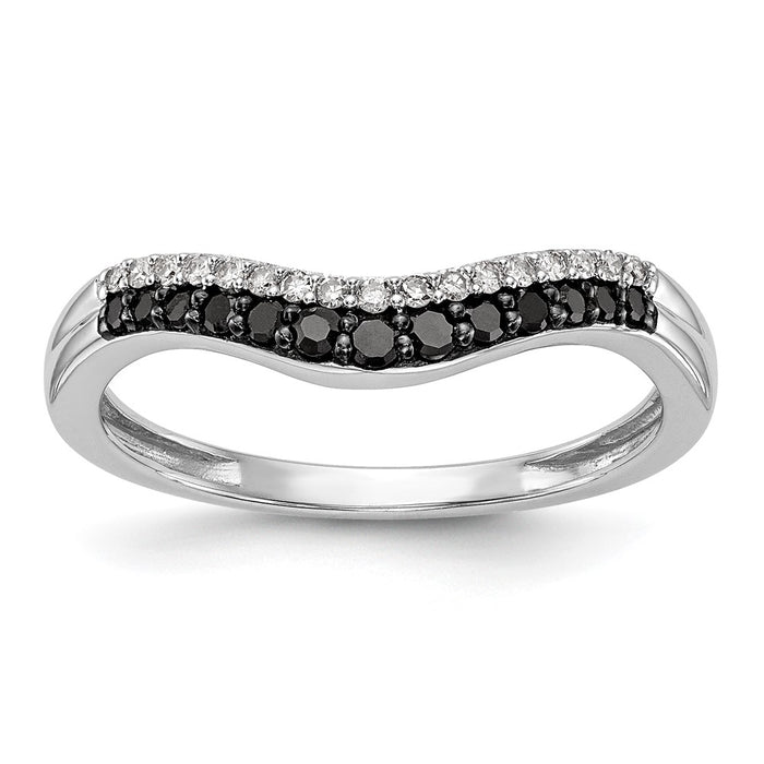 Buy Stylish 14K White Gold Band with 1/5 Carat Black & White Diamonds-1