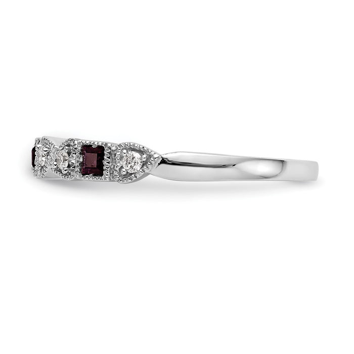 Shop Stylish 14K White Gold Heart-Shaped Band with 1/10 Carat Diamond & Ruby-3