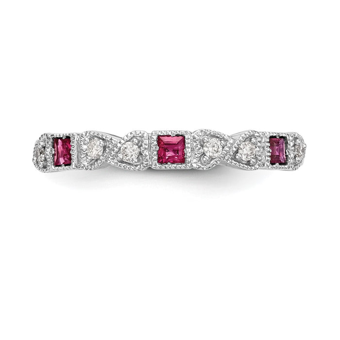 Shop Stylish 14K White Gold Heart-Shaped Band with 1/10 Carat Diamond & Ruby-4