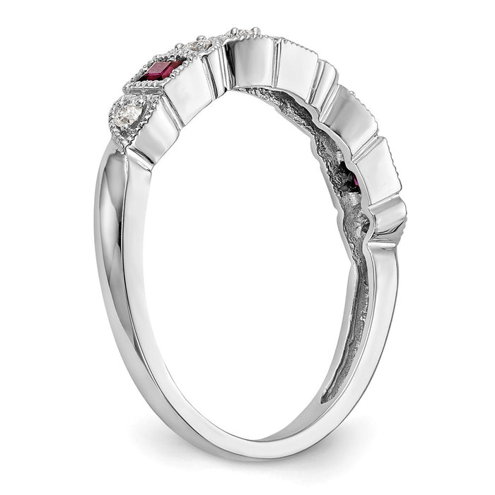 Shop Stylish 14K White Gold Heart-Shaped Band with 1/10 Carat Diamond & Ruby-6