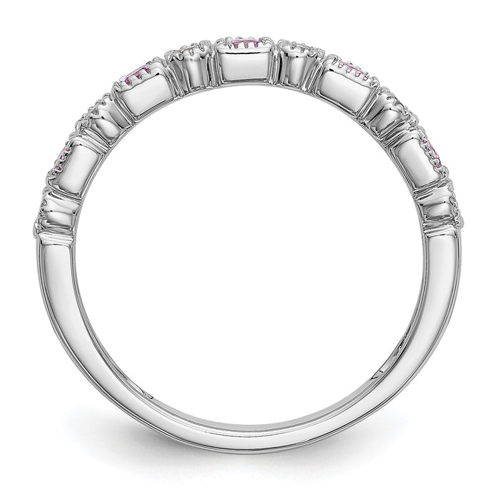 Shop Stylish 14K White Gold Diamond & Pink Sapphire Band - 1/10 Carat Diamonds-2