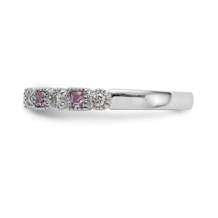 Shop Stylish 14K White Gold Diamond & Pink Sapphire Band - 1/10 Carat Diamonds-3