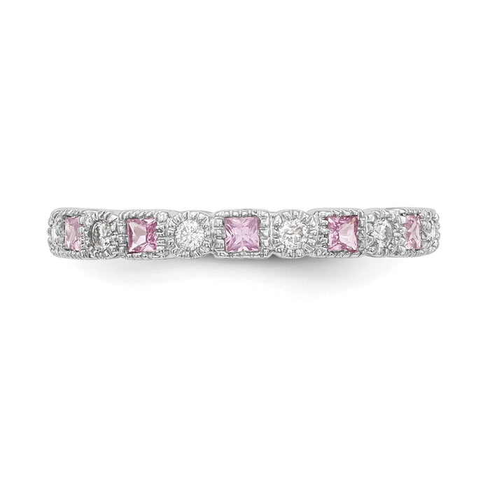 Shop Stylish 14K White Gold Diamond & Pink Sapphire Band - 1/10 Carat Diamonds-4