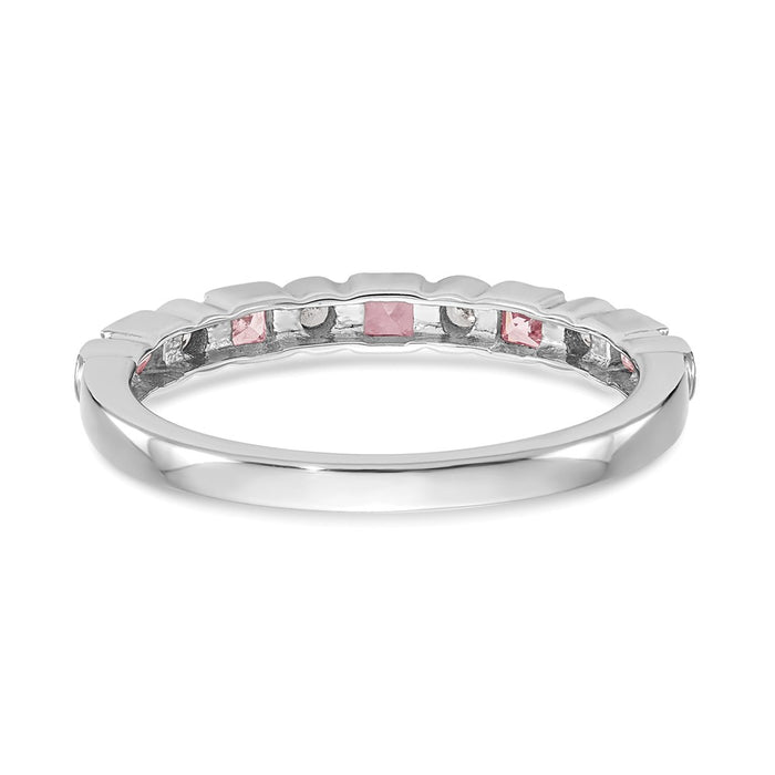 Shop Stylish 14K White Gold Diamond & Pink Sapphire Band - 1/10 Carat Diamonds-5