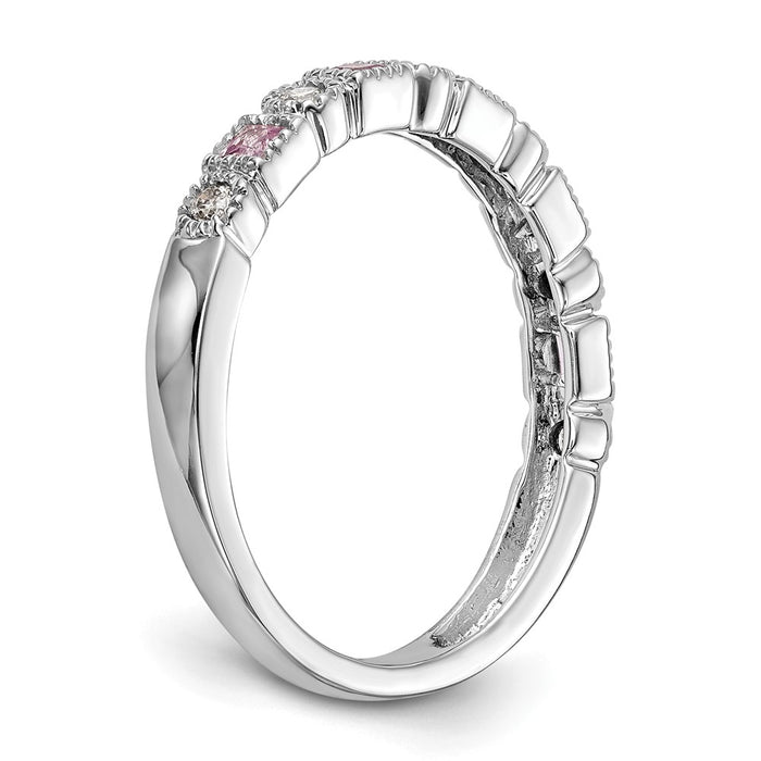 Shop Stylish 14K White Gold Diamond & Pink Sapphire Band - 1/10 Carat Diamonds-6