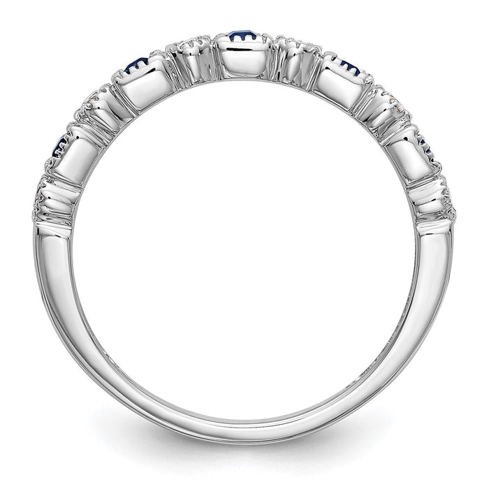 Buy Exclusive 14K White Gold Diamond & Blue Sapphire Eternity Band | 1/10 Carat-2