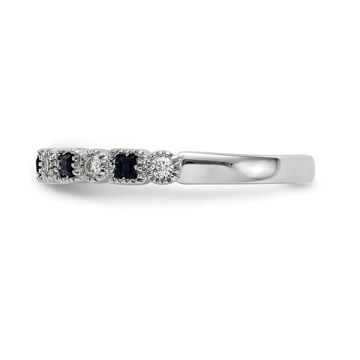 Buy Exclusive 14K White Gold Diamond & Blue Sapphire Eternity Band | 1/10 Carat-3