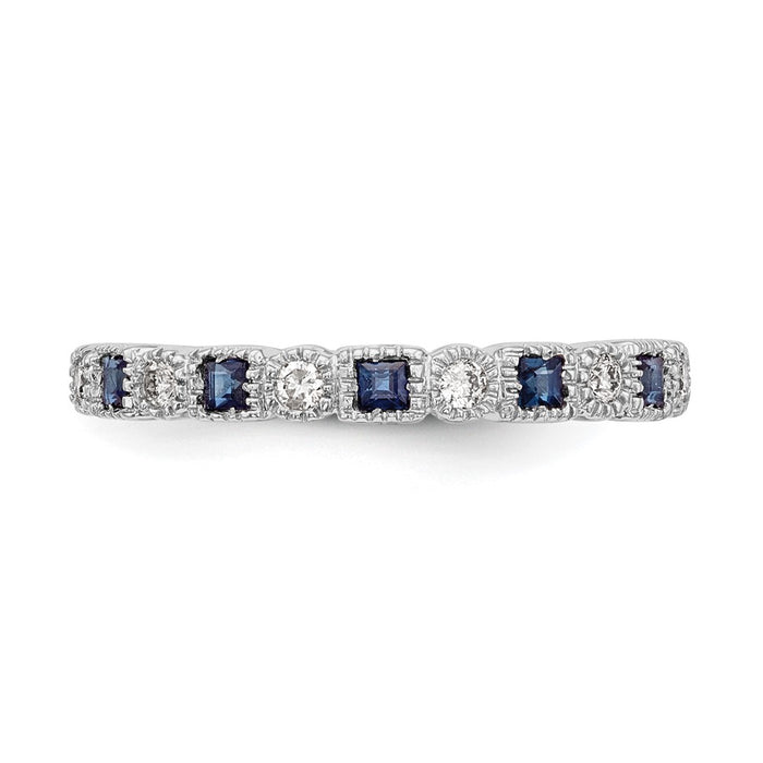 Buy Exclusive 14K White Gold Diamond & Blue Sapphire Eternity Band | 1/10 Carat-4
