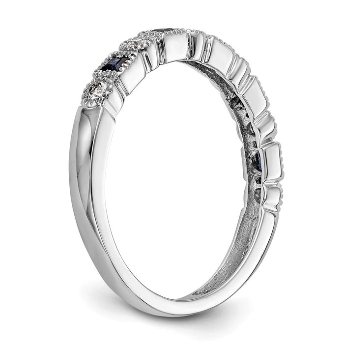 Buy Exclusive 14K White Gold Diamond & Blue Sapphire Eternity Band | 1/10 Carat-6