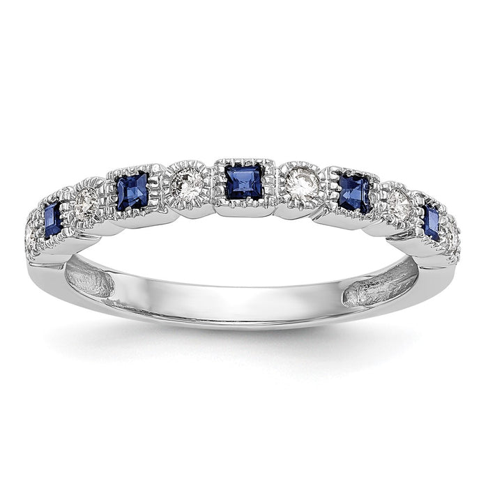 Buy Exclusive 14K White Gold Diamond & Blue Sapphire Eternity Band | 1/10 Carat-1