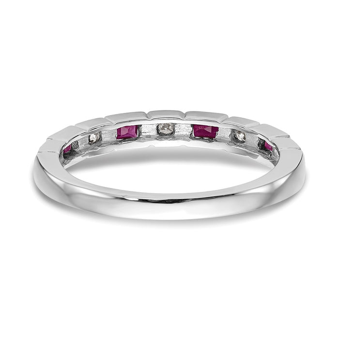 Exclusive 14K White Gold Diamond & Ruby Band Ring - 1/10 Carat Diamonds, Stylish Value-5