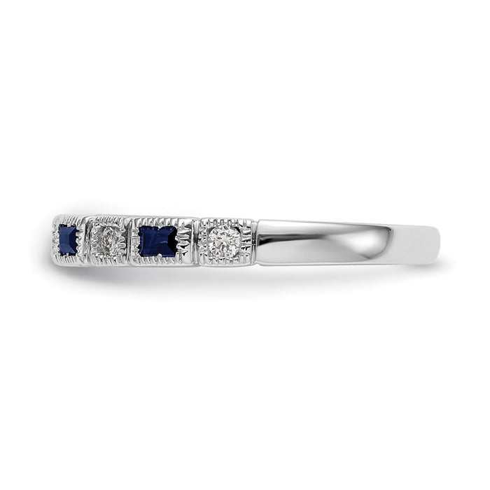 Exclusive 14K White Gold Diamond & Blue Sapphire Full Band, 1/10 Carat - Stylish Value-3