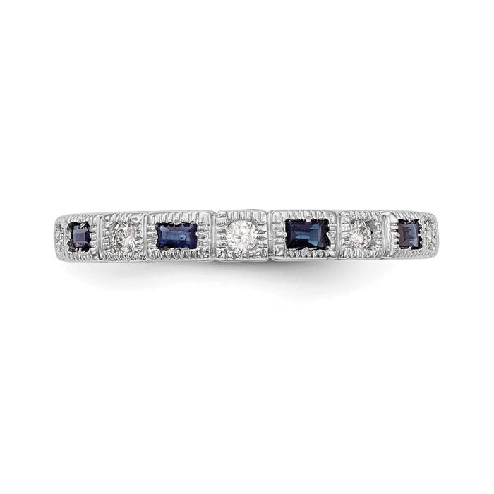 Exclusive 14K White Gold Diamond & Blue Sapphire Full Band, 1/10 Carat - Stylish Value-4