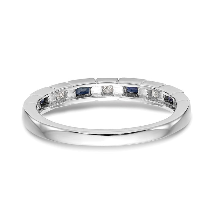 Exclusive 14K White Gold Diamond & Blue Sapphire Full Band, 1/10 Carat - Stylish Value-5