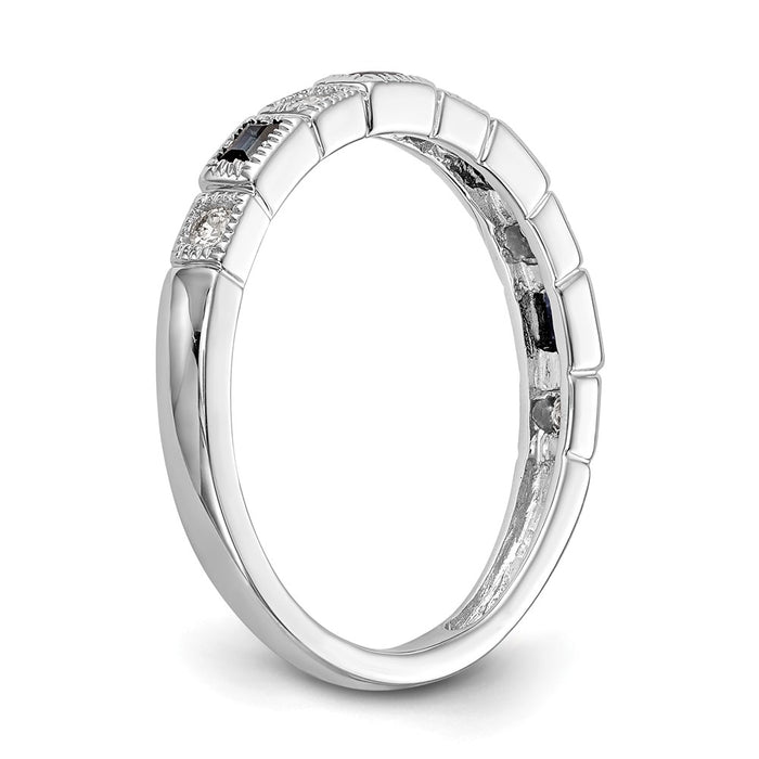 Exclusive 14K White Gold Diamond & Blue Sapphire Full Band, 1/10 Carat - Stylish Value-6