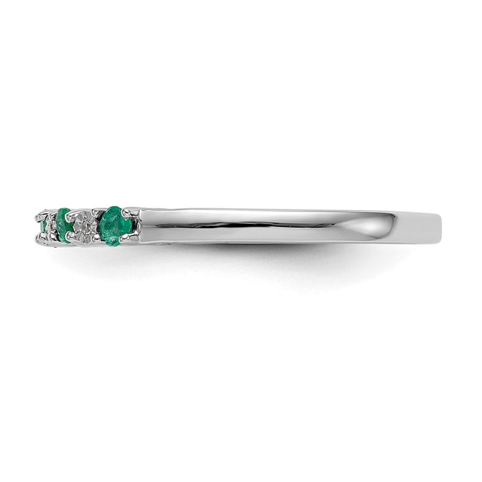 Buy Stylish 14K White Gold Diamond & Emerald Eternity Band - .01 Carat Stones-3