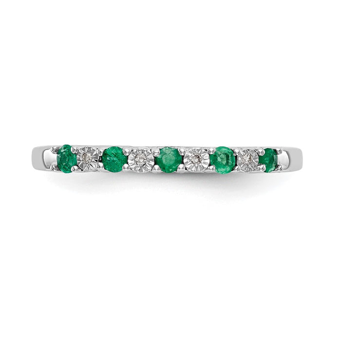 Buy Stylish 14K White Gold Diamond & Emerald Eternity Band - .01 Carat Stones-4