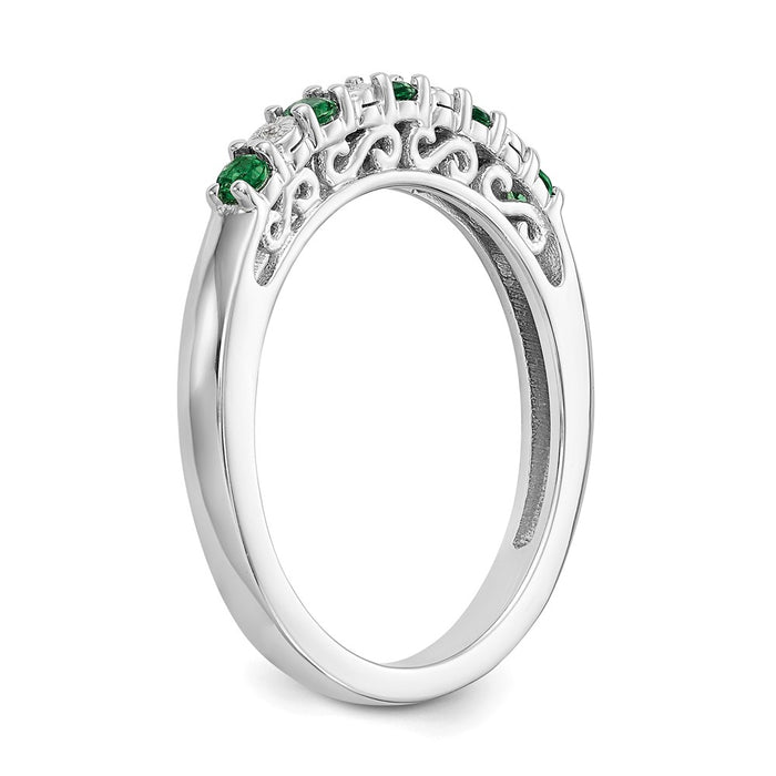Buy Stylish 14K White Gold Diamond & Emerald Eternity Band - .01 Carat Stones-6