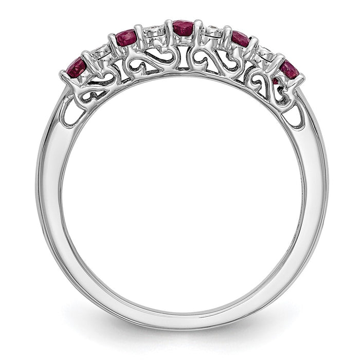 Buy Stylish 14K White Gold Diamond & Ruby Eternity Band, .01 Carat-2